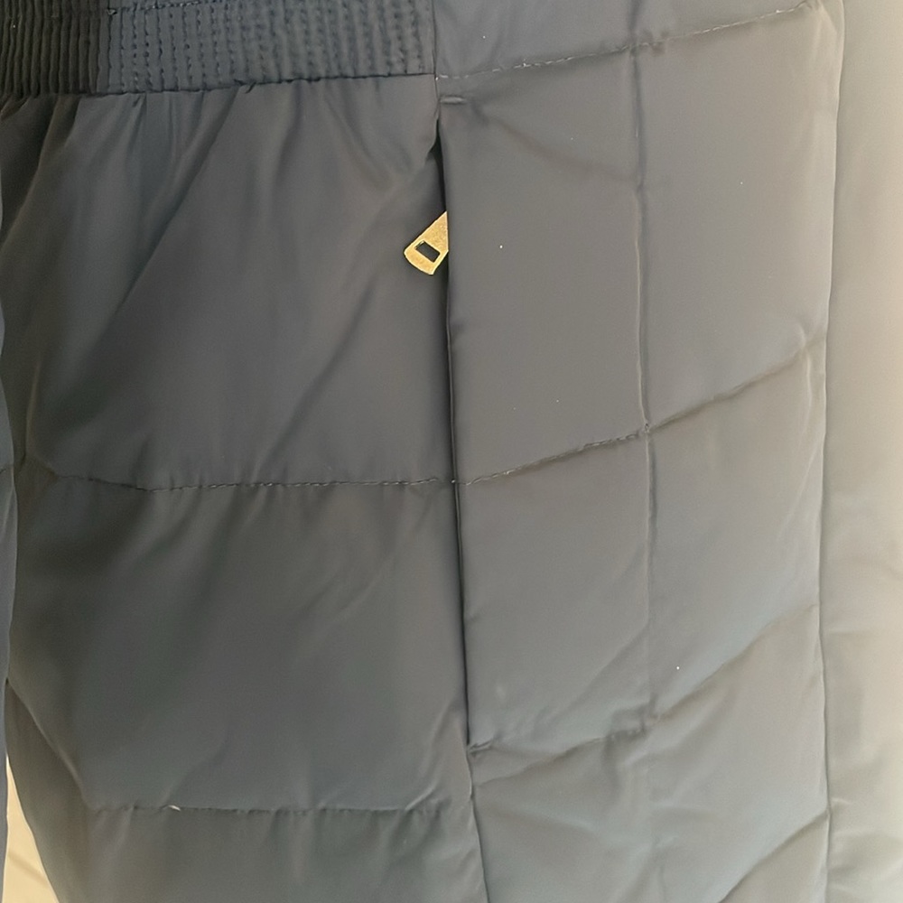 Cole Haan Signature Navy Long Down Puffer Coat Hooded Size XS NWT - Picture 9 of 11
